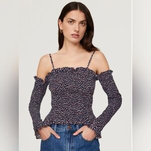 Polo Ralph Lauren Kezia Ditzy Floral Smocked Off The Shoulder Top Size XL